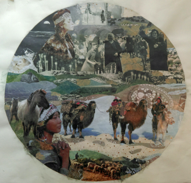 "La mort en hiver 2" collage Diam 70cm